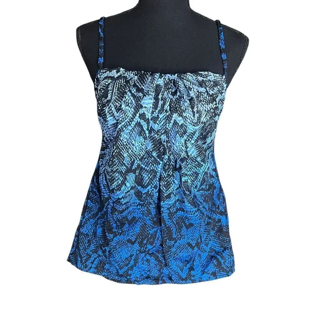 Miraclesuit Women's Boa Blues Jubilee Square Neckline Tankini Top Size 10 New